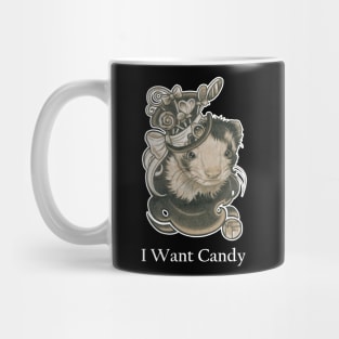 The Candy Lover Ferret - I Want Candy -White Outlined Version Mug